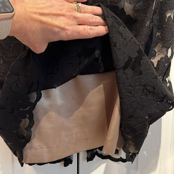 Joseph Ribkoff Black/Gold Lace‎ Sleeveless Moire Waist Midi Dress Size 10 - Picture 7 of 16